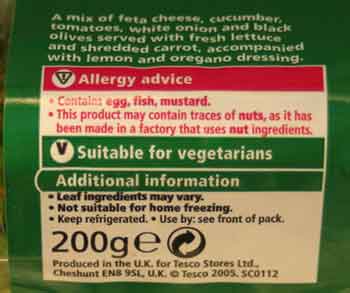 Tesco Vegetarian label