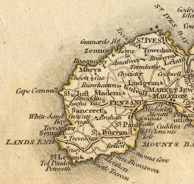 1906 Penzance & St Antique Map Ives Atlas 