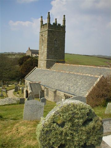 Looking down on a small country church across the churchyard