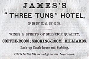 Advertisement for the Three Tuns Hotel, 1864