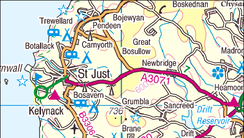 OS map St. Just